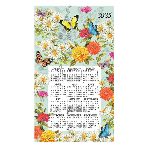 Calendar Towel 2025 Butterfly Floral Garden Lange General Store