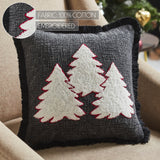 3 Christmas Trees Black Woven Pillow-Lange General Store