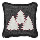 3 Christmas Trees Black Woven Pillow-Lange General Store