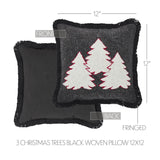 3 Christmas Trees Black Woven Pillow-Lange General Store