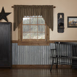 Black Check Swag Curtains-Lange General Store