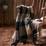 Black and Tan Check Woven Throw-Lange General Store