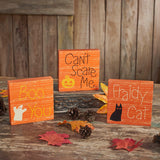 Boo You Can't Scare Me Fraidy Cat Blocks Set of 3-Lange General Store