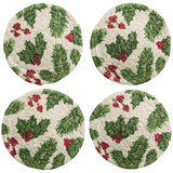 Boughs of Holly Braided Coaster Set-Lange General Store