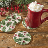 Boughs of Holly Braided Coaster Set-Lange General Store