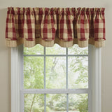 Wicklow Garnet Buffalo Check Layered Valance-Lange General Store