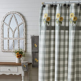 Buffalo Grey Check Sunflower Shower Curtain-Lange General Store