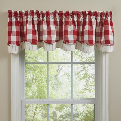 Wicklow Red Buffalo Check Layered Valance-Lange General Store