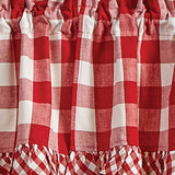 Buffalo Red and White Check Ruffled Swags-Lange General Store