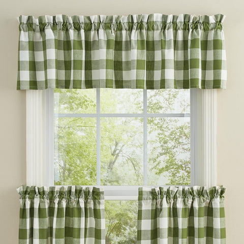 Wicklow Sage Buffalo Check Valance-Lange General Store