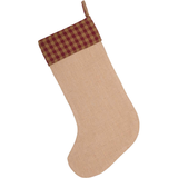 Burgundy Check Jute Stocking-Lange General Store