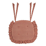 Burgundy Check Ruffled Chair Pad-Lange General Store