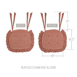 Burgundy Check Ruffled Chair Pad-Lange General Store