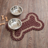 Burgundy Tan Dog Bone Braided Rug - Lange General Store