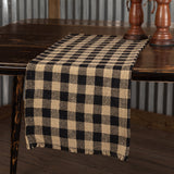 Burlap Black and Tan Check Table Runners-Lange General Store