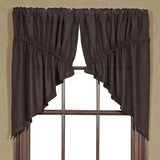 Burlap Chocolate Prairie Swag Curtains-Lange General Store