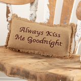 Burlap Natural Always Kiss Me Goodnight Pillow-Lange General Store