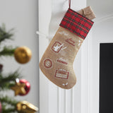 Burlap Natural Plaid Airmail Stocking-Lange General Store