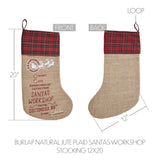 Burlap Natural Plaid Santa's Workshop Stocking-Lange General Store