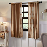 Burlap Natural Short Panel Curtains-Lange General Store