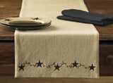 Burlap Pip and Star Table Runner-Lange General Store