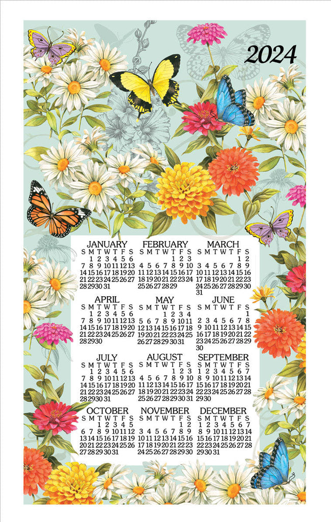 Calendar Towel 2024 Butterfly Floral Garden Lange General Store