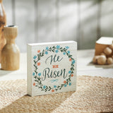 Celebrate Grace He Is Risen w/ Flower Wreath Block Sign-Lange General Store