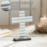 Celebrate Grace Metal Holy Cross w/ Wooden Base-Lange General Store