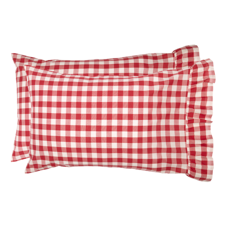 Red and Tan Pillow Covers Plaid Buffalo Check Stars Solid 