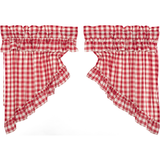 Annie Red Buffalo Check Ruffled Prairie Swag Curtains-Lange General Store