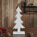 Christmas Evergreens White Wooden Figurine-Lange General Store