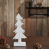 Christmas Evergreens White Wooden Figurine-Lange General Store