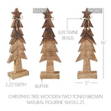 Christmas Tree Wooden Two Toned Brown Natural Figurine-Lange General Store