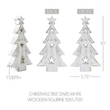 Christmas Tree w/ Stars White Wooden Figurine-Lange General Store