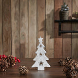 Christmas Tree w/ Stars White Wooden Figurine-Lange General Store