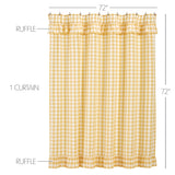 Cornsilk Yellow Buffalo Check Ruffled Shower Curtain-Lange General Store