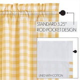 Cornsilk Yellow Buffalo Check Short Panel Curtains-Lange General Store