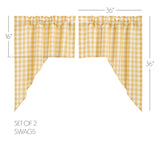 Cornsilk Yellow Buffalo Check Swag Curtains-Lange General Store