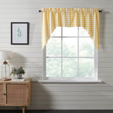 Cornsilk Yellow Buffalo Check Swag Curtains-Lange General Store