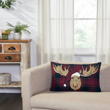 Cumberland Red Black Plaid Holiday Moose Pillow-Lange General Store