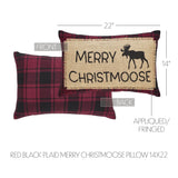 Cumberland Red Black Plaid Merry Christmoose Pillow-Lange General Store