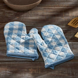 Dusk Blue Check Oven Mitt-Lange General Store