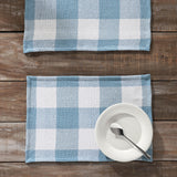 Dusk Blue Check Placemats - Set of 2-Lange General Store