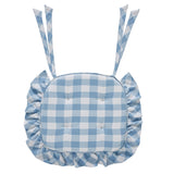 Dusk Blue Check Ruffled Chair Pad-Lange General Store