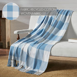 Dusk Blue Check Woven Throw-Lange General Store