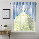 Dusk Buffalo Blue Check Prairie Swag Curtains-Lange General Store