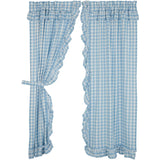 Dusk Buffalo Blue Check Ruffled Panel Curtains-Lange General Store