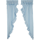 Dusk Buffalo Blue Check Ruffled Prairie Long Panel Curtains-Lange General Store