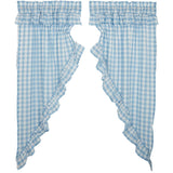 Dusk Buffalo Blue Check Ruffled Prairie Short Panel Curtains-Lange General Store