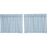 Dusk Buffalo Blue Check Tier Curtains-Lange General Store